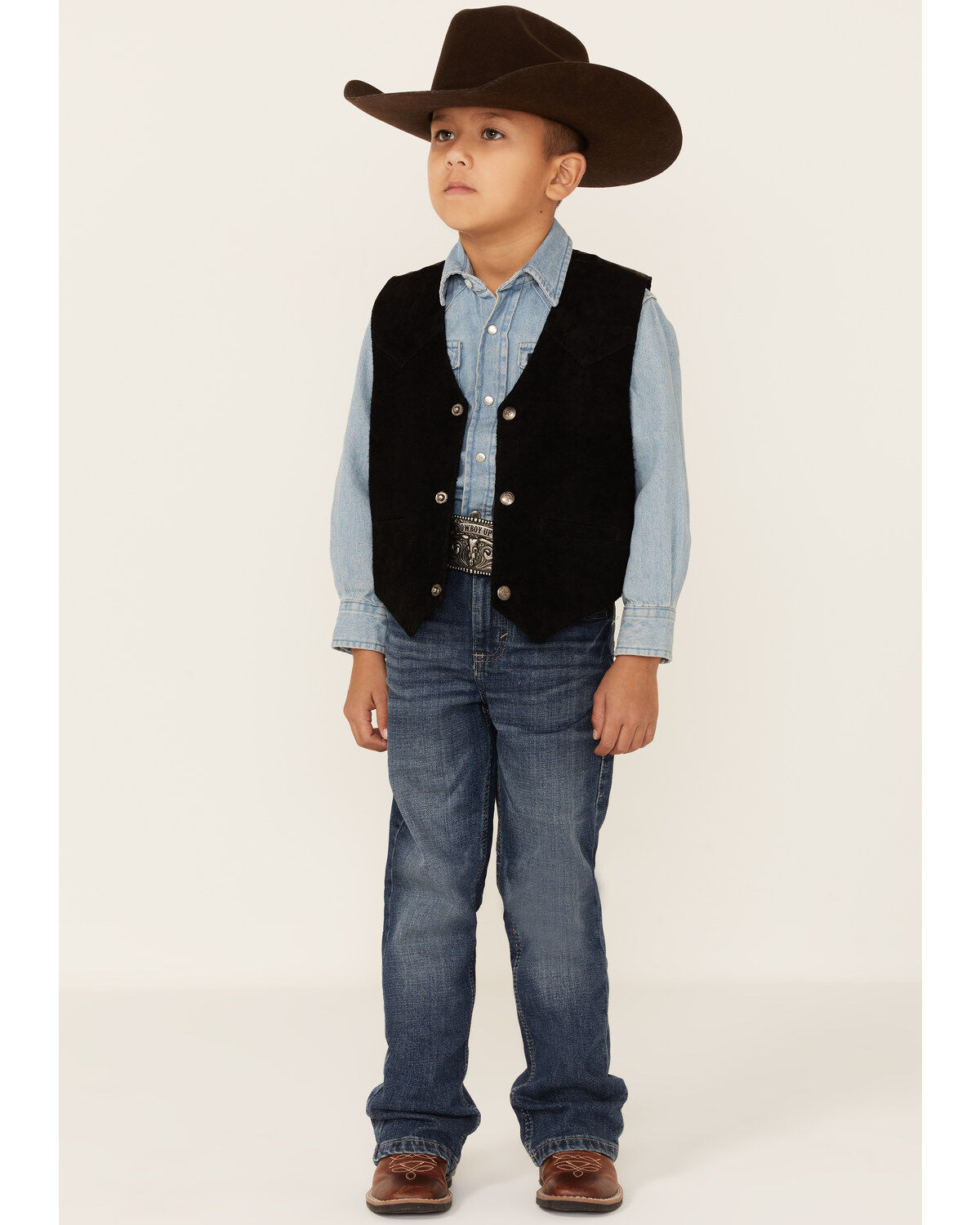 Image #4 - Scully Kid's Boar Suede Vest, Black, hi-res
