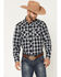 Image #1 - Wrangler Retro Men's Plaid Print Long Sleeve Snap Western Shirt, Black, hi-res