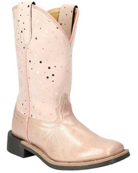 Image #1 - Smoky Mountain Little Girls' Starlight Western Boots - Broad Square Toe , Pink, hi-res