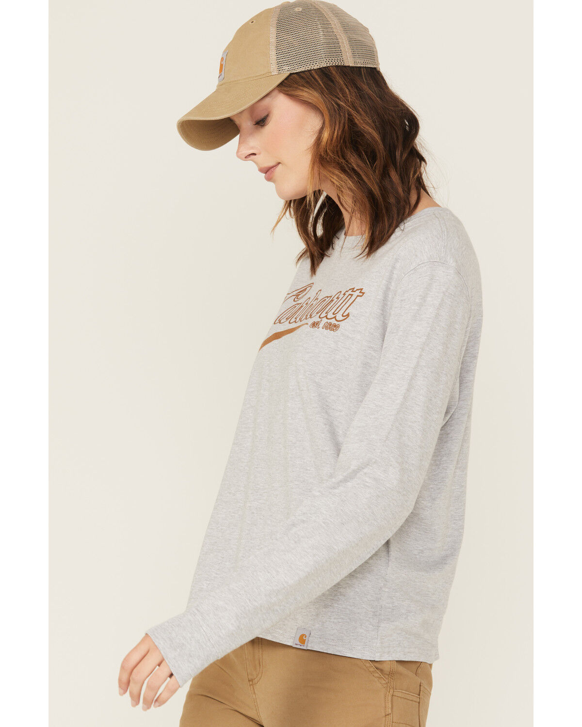 Image #2 - Carhartt Women's Tencel™ Fiber Series Loose Fit Long Sleeve graphic Work Shirt, Heather Grey, hi-res
