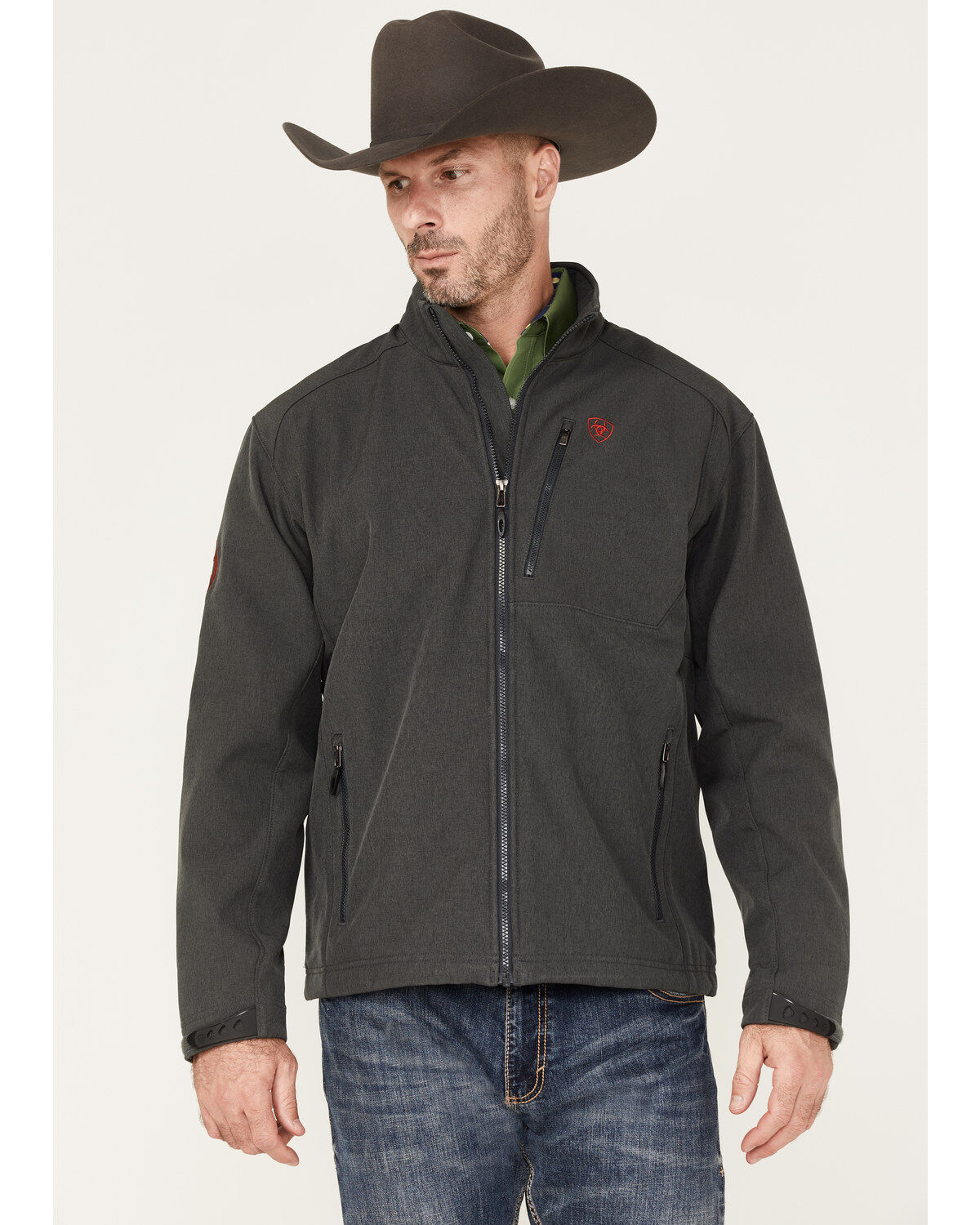 Image #1 - Ariat Men's Logo 2.0 Americana Softshell Jacket, Charcoal, hi-res