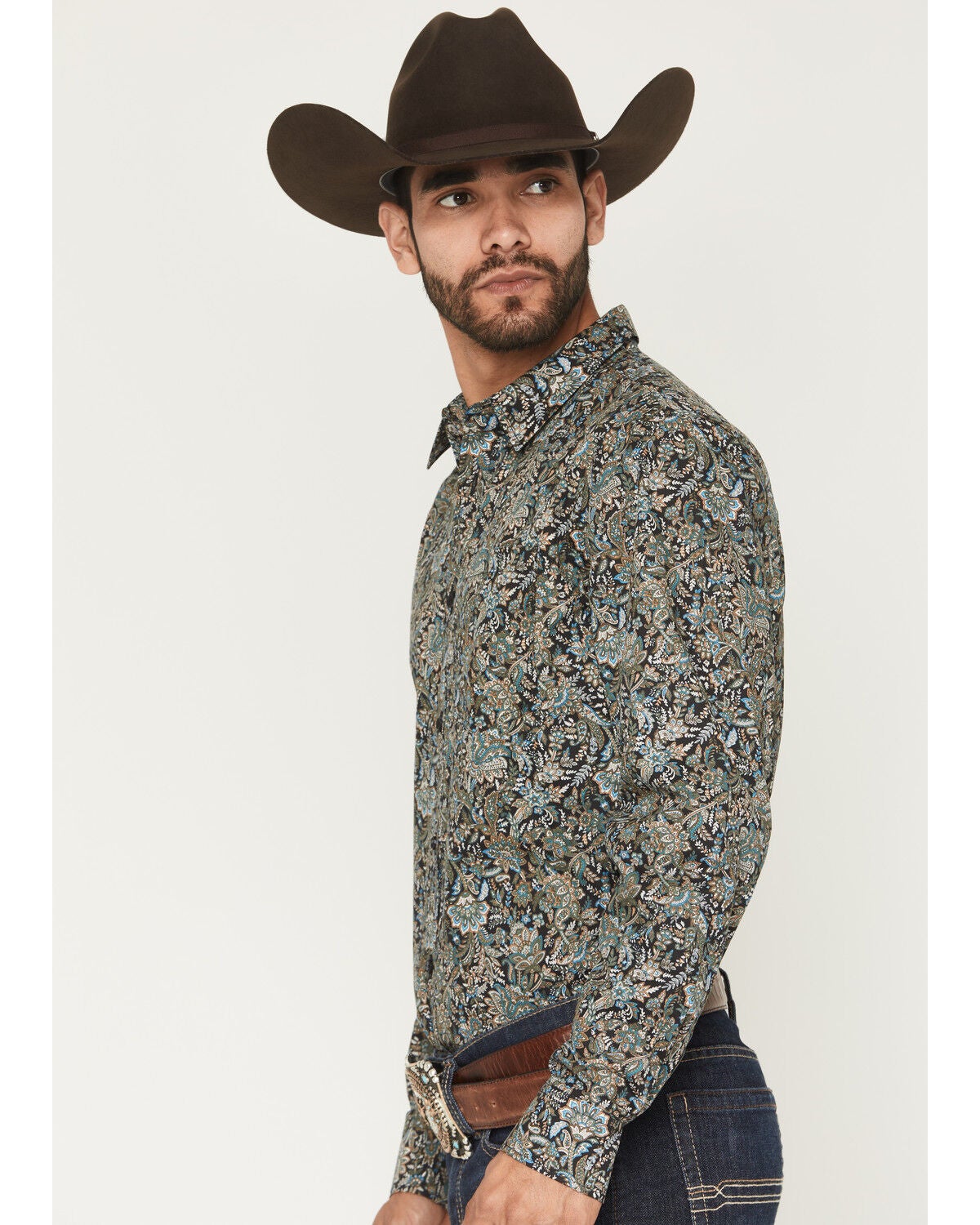 Image #2 - Gibson Trading Co Men's Last Call Paisley Print Long Sleeve Butt-Down Western Shirt, Black, hi-res