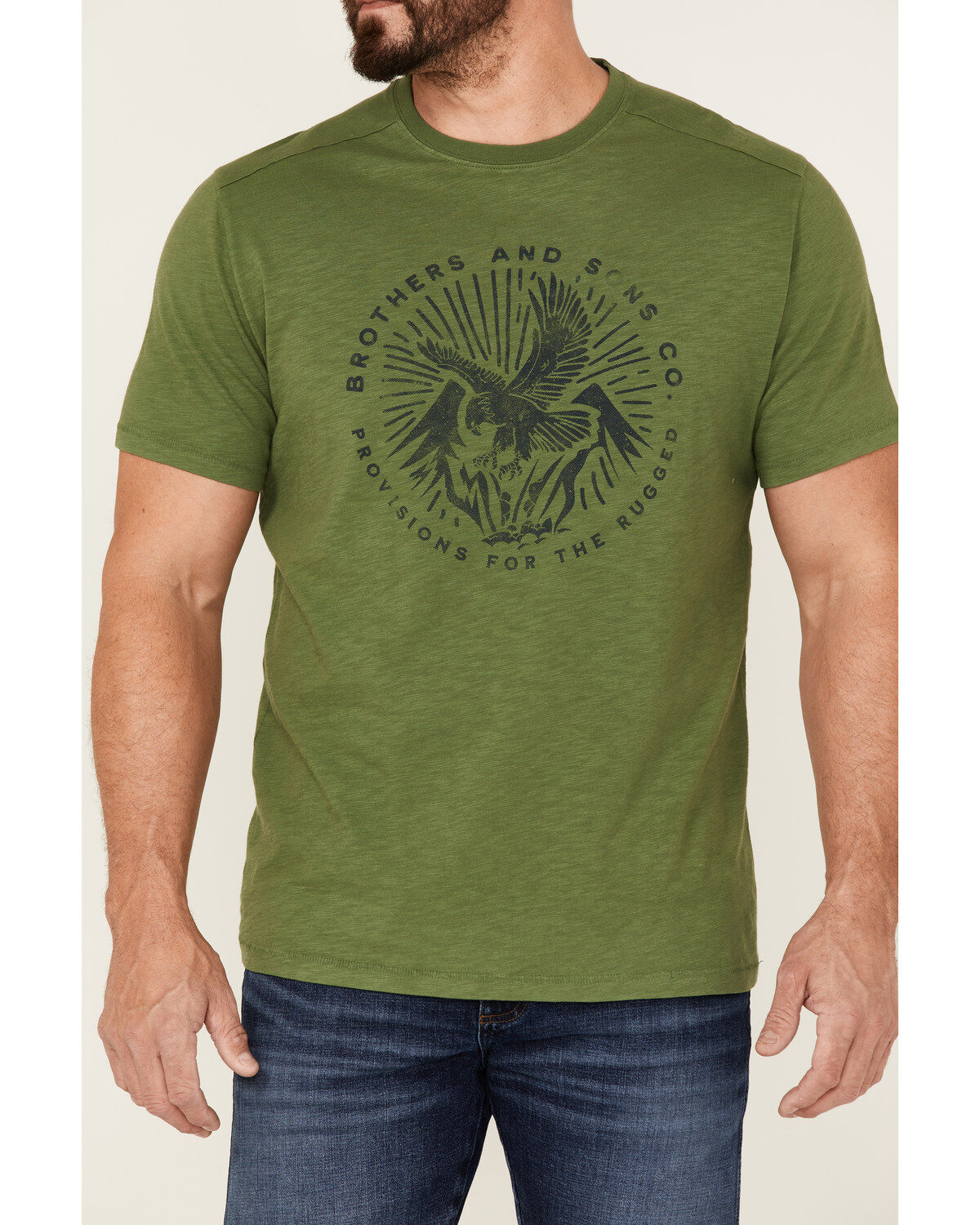Image #3 - Brothers and Sons Men's Eagle Slub Circle Graphic T-Shirt, Green, hi-res