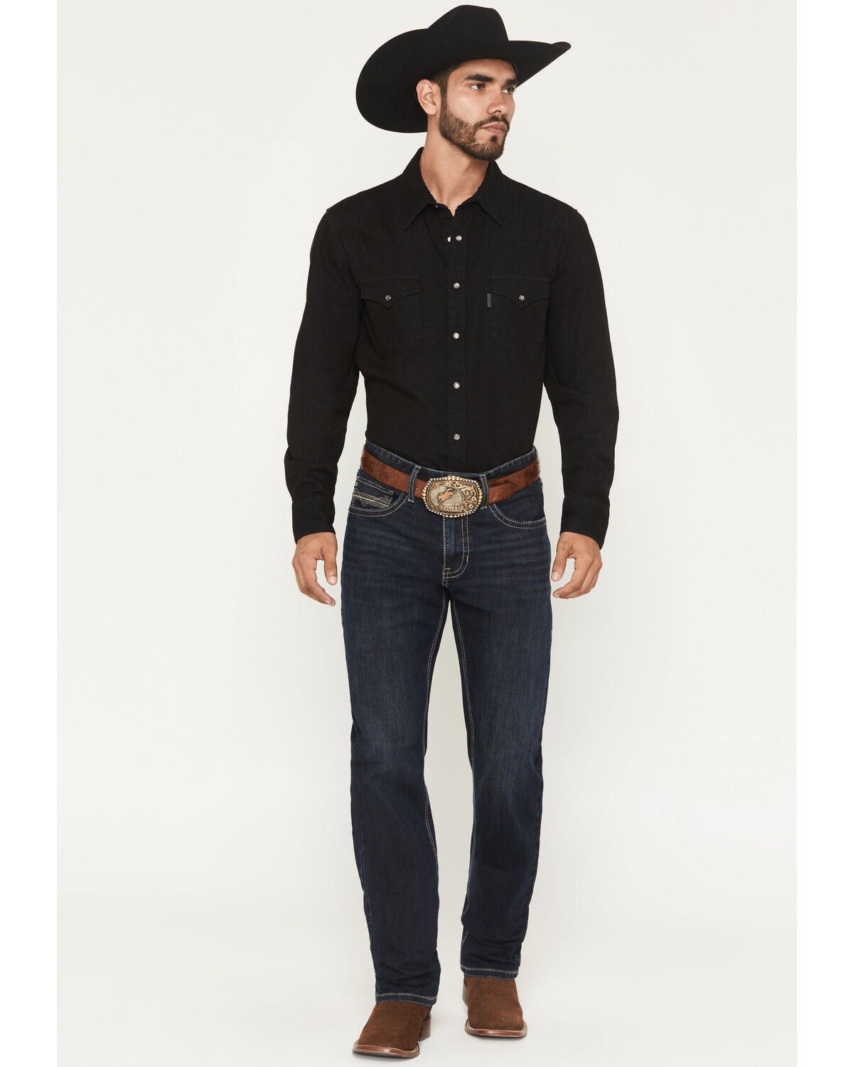 Rock & Roll Denim Men's Alpha Dark Wash Tapered Bootcut Reflex Stretch Denim Jeans, Dark Wash, hi-res