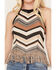 Shyanne Women's Zig Zag Fringe Halter Sweater Tank , Taupe, hi-res