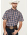 Image #1 - Cody James Men's Tequila Sunrise Plaid Print Short Sleeve Button-Down Stretch Western Shirt, Navy, hi-res