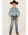 Image #1 - Panhandle Boys' Light Wash Vintage Bootcut Denim Jeans, , hi-res