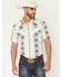 Image #1 - Panhandle Men's Southwestern Stripe Print Short Sleeve Snap Western Shirt, Cream, hi-res