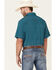 Panhandle Men's Performance Geo Print Short Sleeve Button Down Western Shirt , Turquoise, hi-res