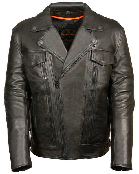 Image #1 - Milwaukee Leather Men's Utility Pocket Motorcycle Jacket - 5X, Black, hi-res