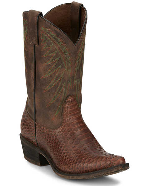 Nocona Women's Carlita Snake Print Western Boots - Snip Toe, Cognac, hi-res