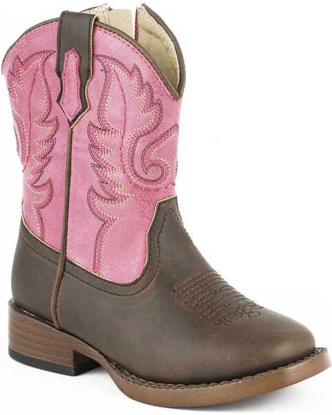 Roper Toddler Girls' Leather Western Boots - Square Toe, Pink, hi-res