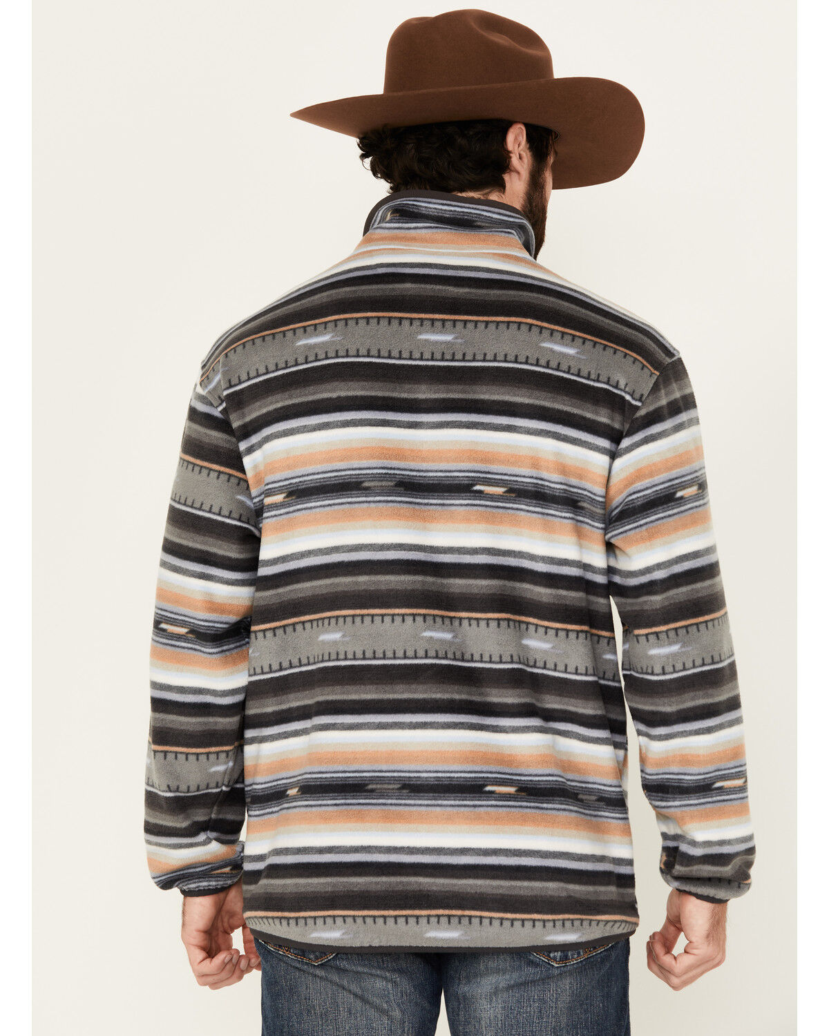 Image #4 - Cinch Men's Striped Print Quarter Snap Long Sleeve Pullover, Grey, hi-res