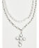 Image #1 - Shyanne Women's Pearl Cross Layered Necklace, Silver, hi-res