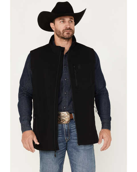 RANK 45® Men's Mexico Chute Gate Softshell Vest, Black, hi-res