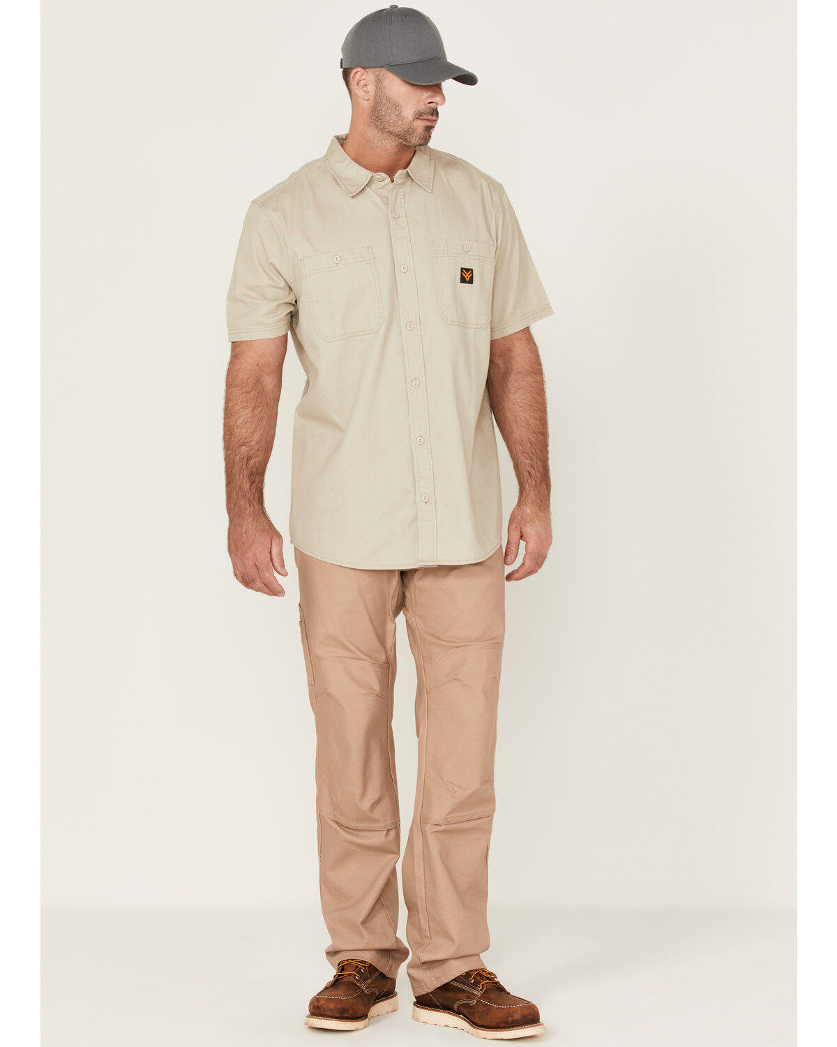 Image #2 - Hawx Men's Twill Short Sleeve Button-Down Work Shirt, Light Grey, hi-res
