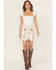 Image #1 - Rock & Roll Denim Women's Floral Print Studded Mini Skirt, Cream, hi-res