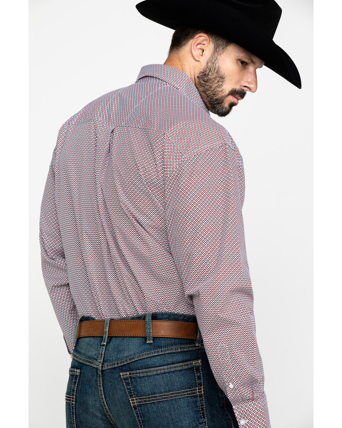 Image #2 - George Strait by Wrangler Men's Red Geo Print Long Sleeve Western Shirt , , hi-res