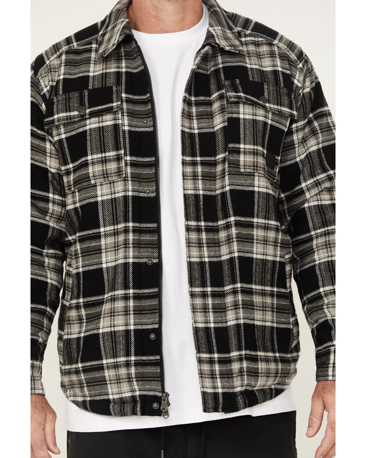Image #3 - Thorogood Men's Merrill Heavyweight Plaid Print Berber Lined Shirt Jacket, Black, hi-res