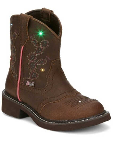Justin Girls' Glitzi Western Boots - Round Toe, Brown, hi-res