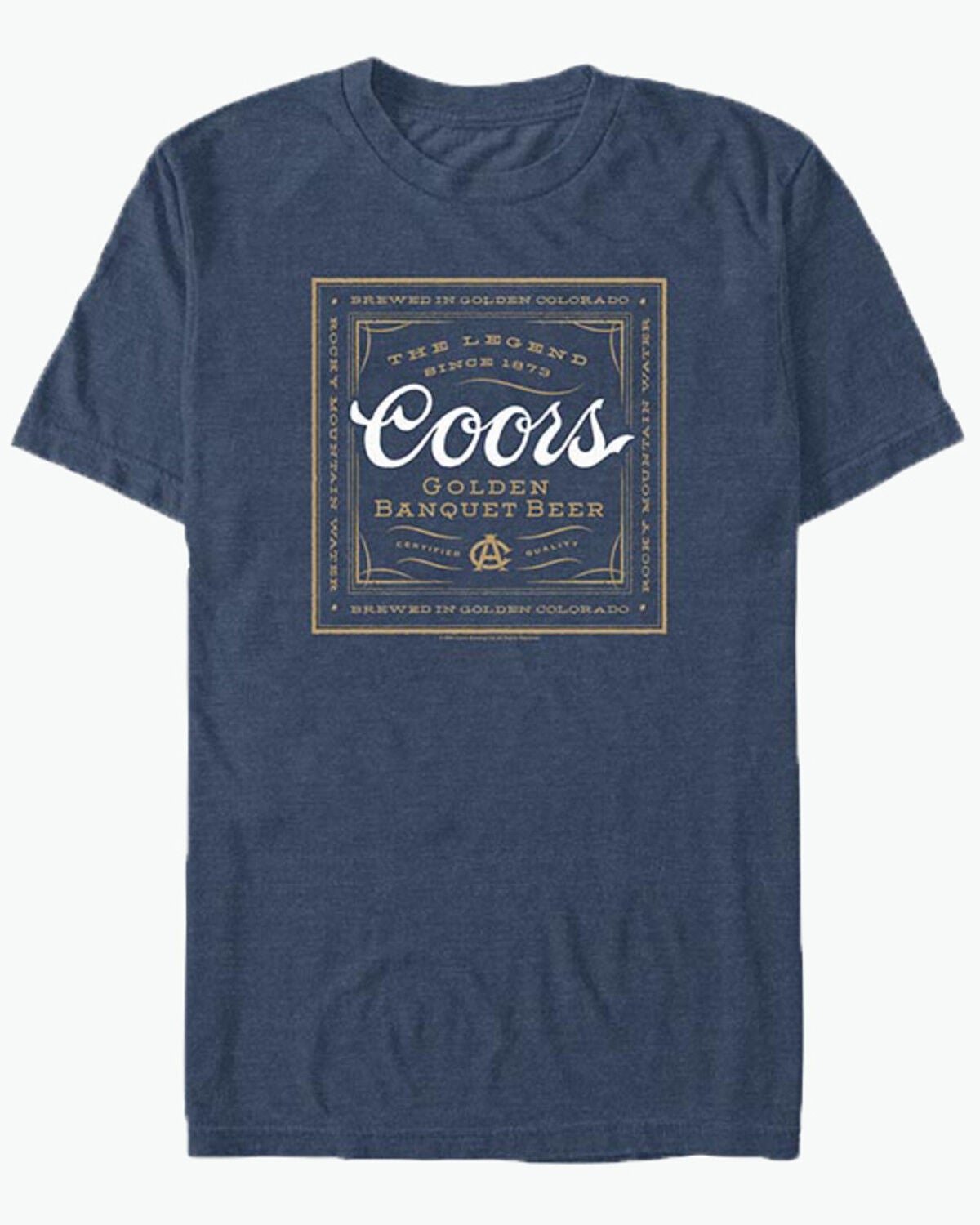 Image #1 - Coors Men's Banquet Old Fashioned Logo Short Sleeve Graphic T-Shirt, Navy, hi-res