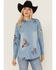 Image #1 - Blue B Women's Cowgirl Embroidered Long Sleeve Button-Down Denim Shirt, , hi-res