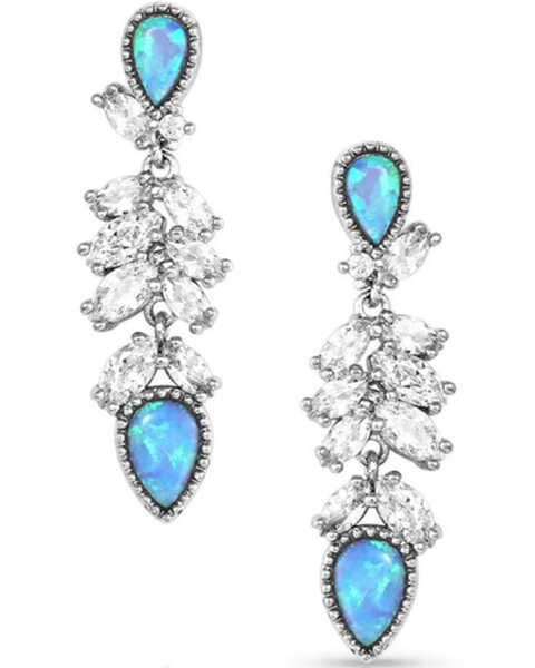 Montana Silversmiths Women's Mystic Falls Opal Crystal Earrings, Silver, hi-res
