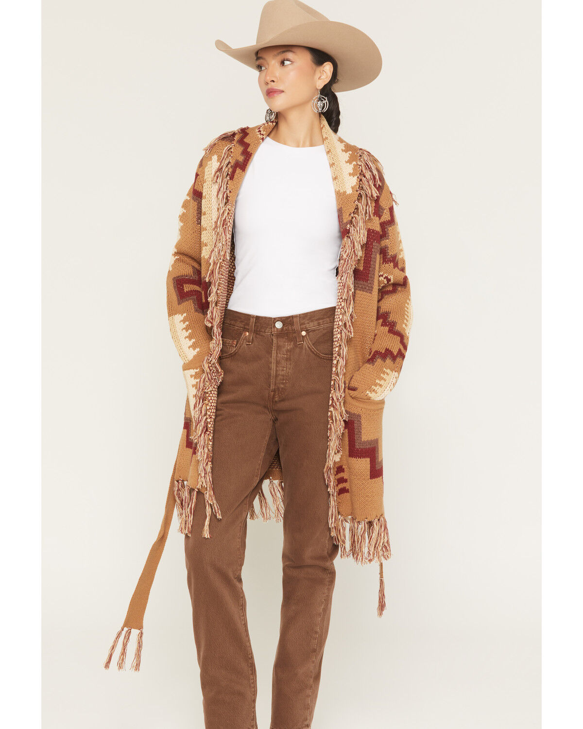 Image #1 - Tasha Polizzi Women's August Southwestern Print Cardigan, Brown, hi-res