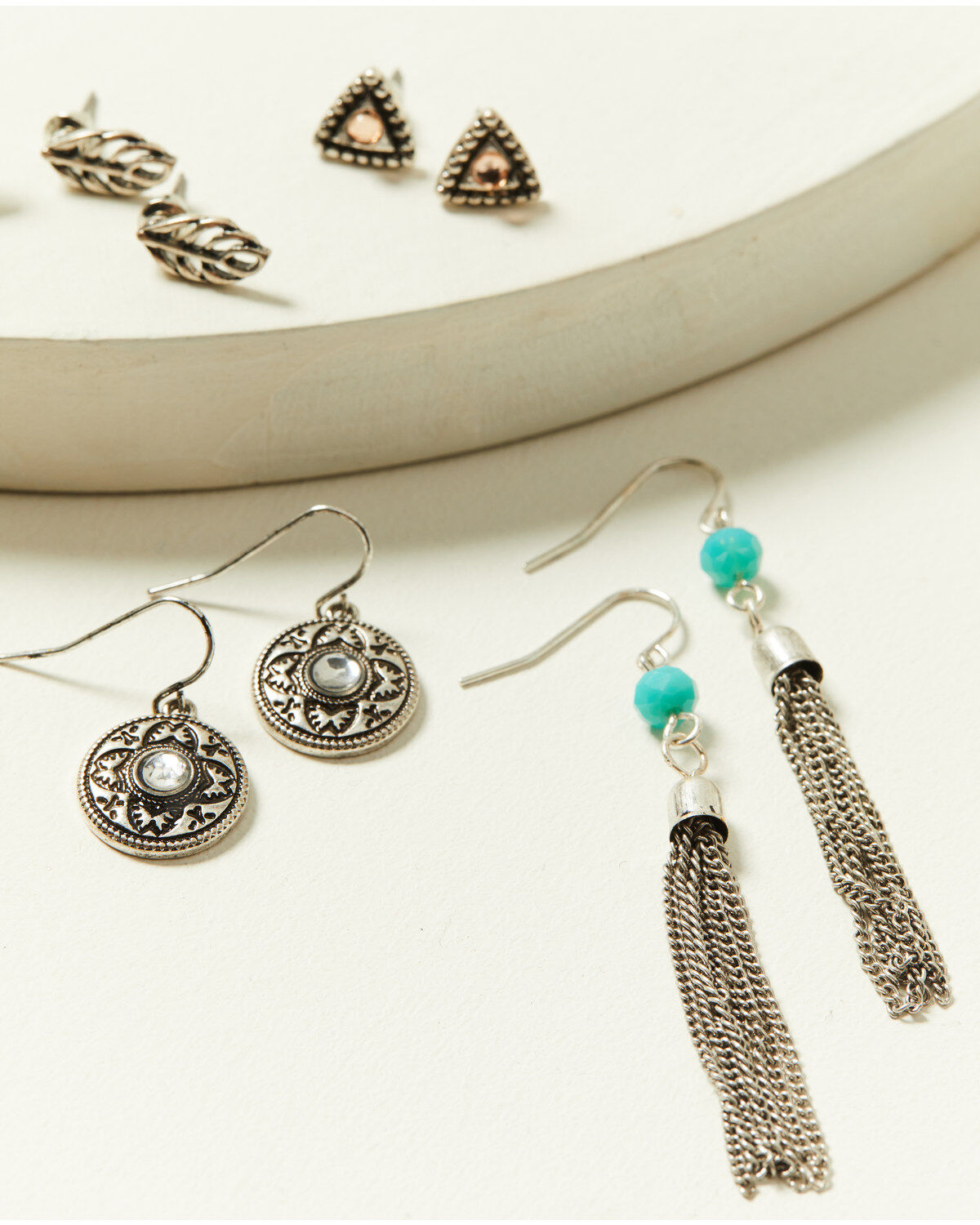 Image #4 - Shyanne Women's Shimmer Concho Feather Earring 6-Piece Set, Silver, hi-res