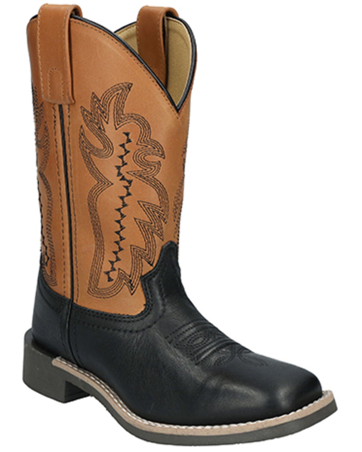 Smoky Mountain Boys' Garrett Western Boots - Broad Square Toe, Black/tan, hi-res