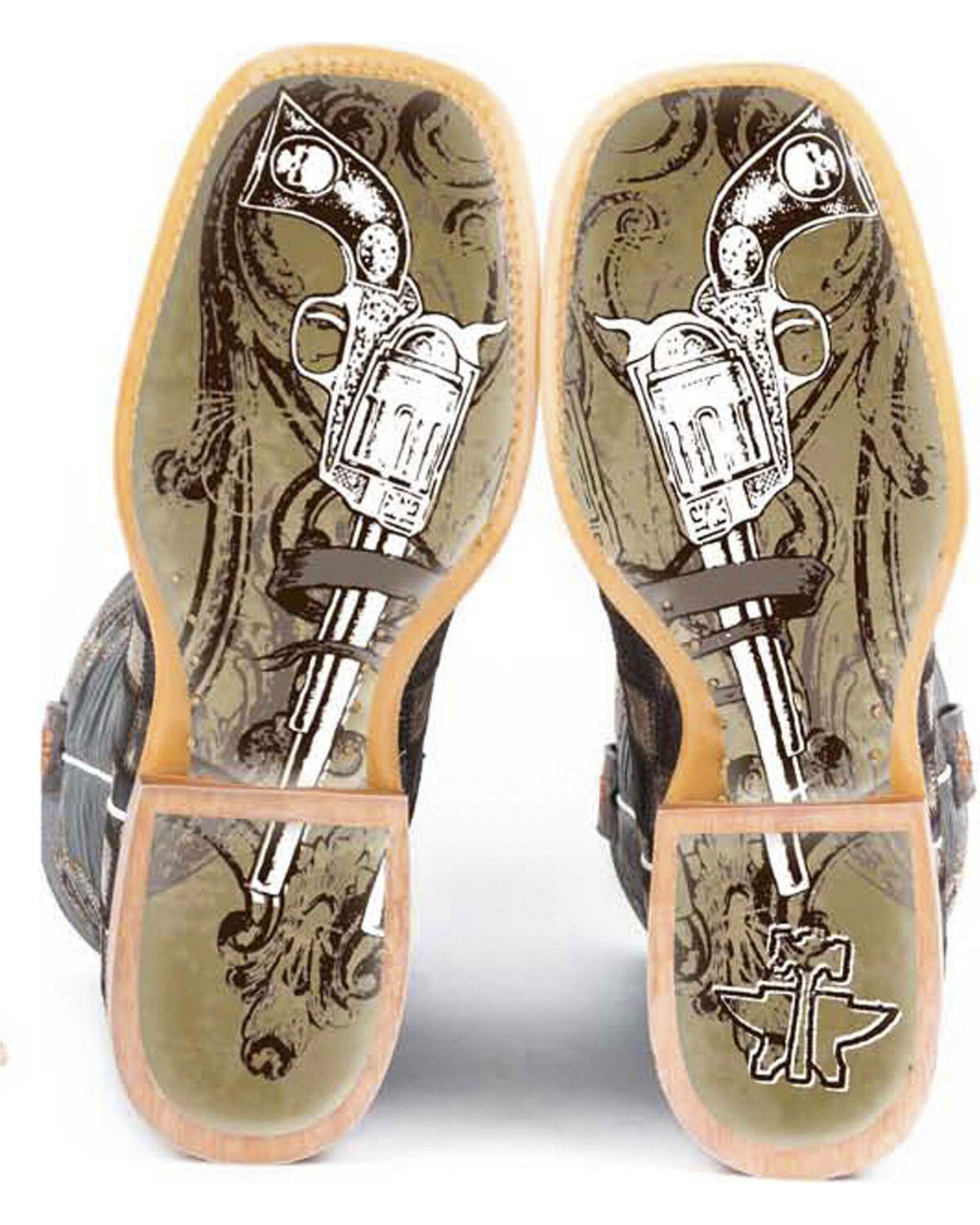 Image #2 - Tin Haul Men's Gun Metal Check Western Boots, Brown, hi-res