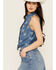Image #2 - Wrangler Women's Americana Front Tie Sleeveless Snap Western Shirt, Blue, hi-res