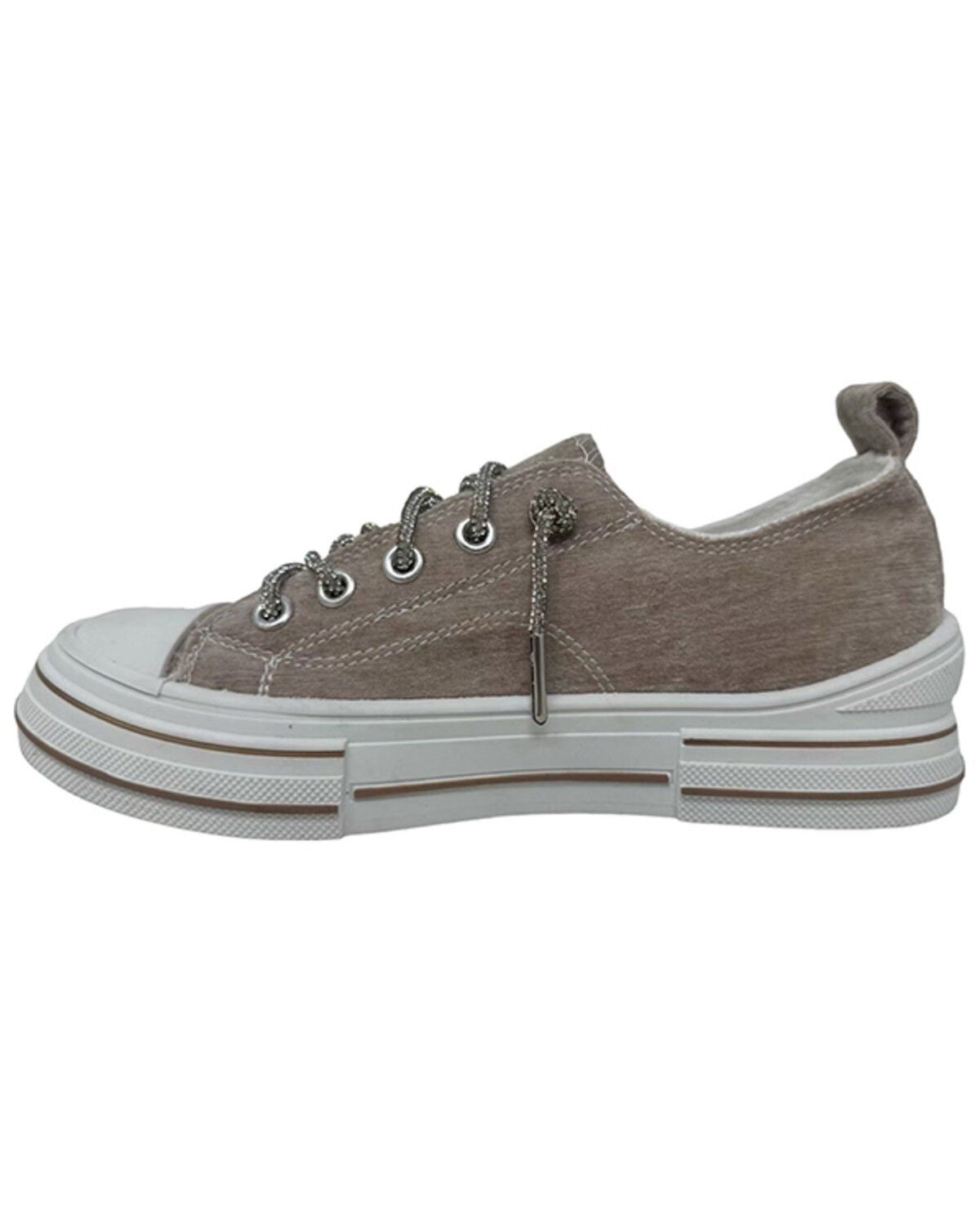 Image #3 - Very G Women's Aman Velvet Casual Sneakers, Nude, hi-res