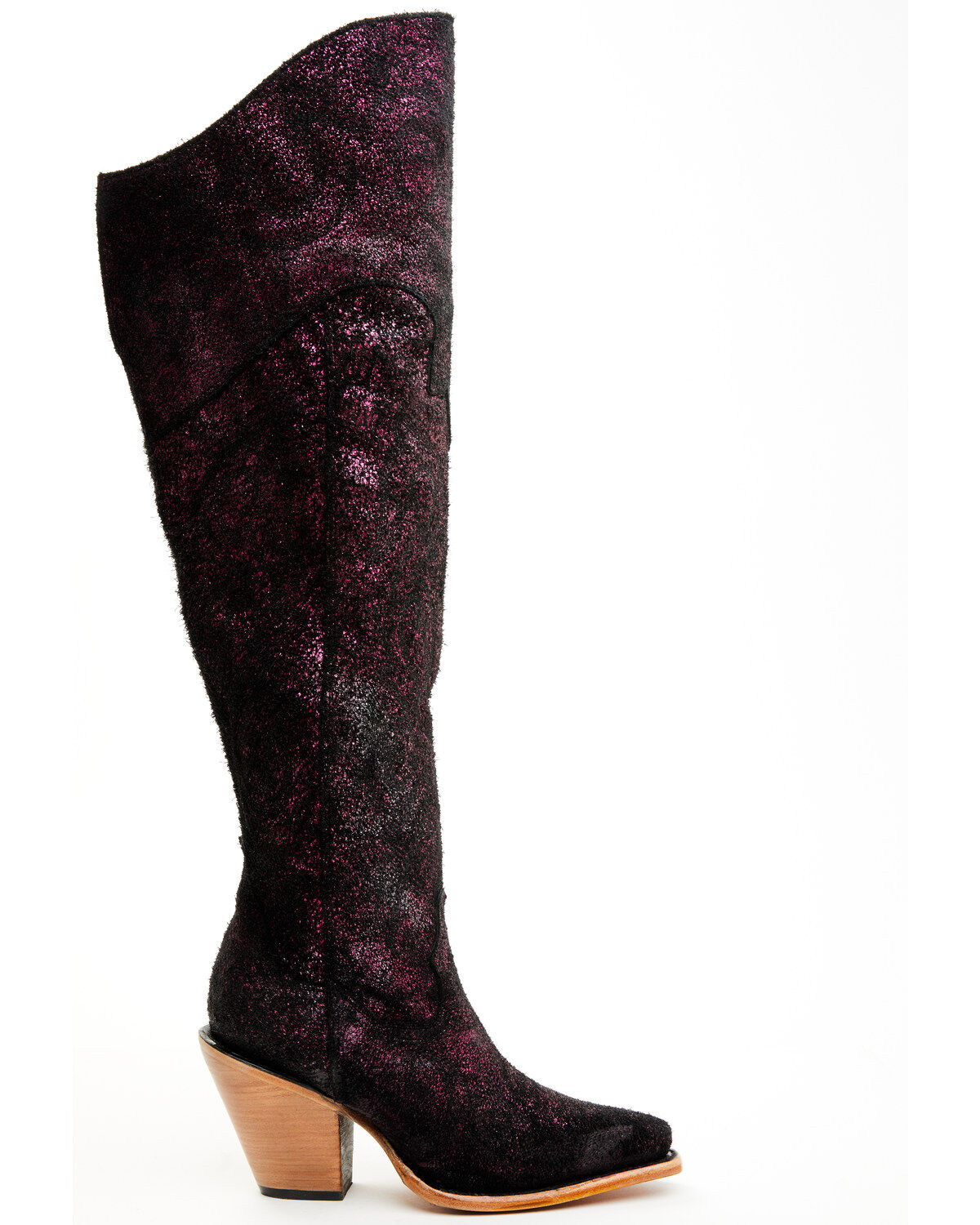 Image #2 - Corral Women's Metallic Tall Western Boots - Snip Toe, Black/purple, hi-res