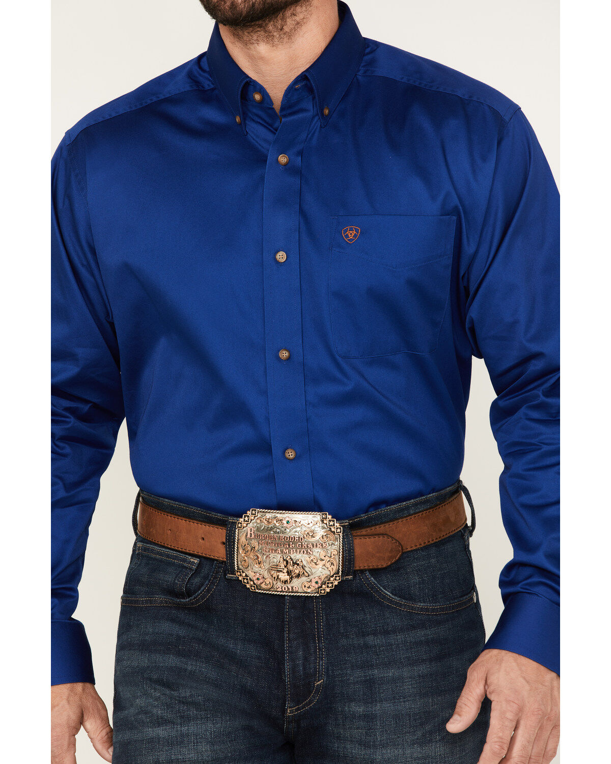 Image #3 - Ariat Men's Twill Long Sleeve Button-Down Shirt, Blue, hi-res