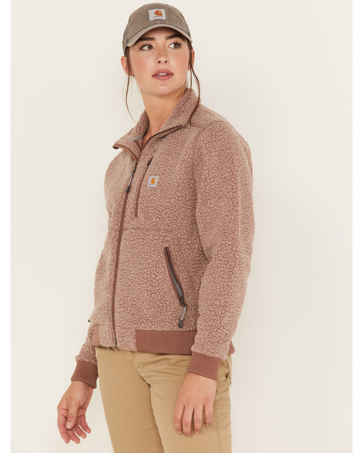 Image #2 - Carhartt Women's Fleece Jacket, Brown, hi-res