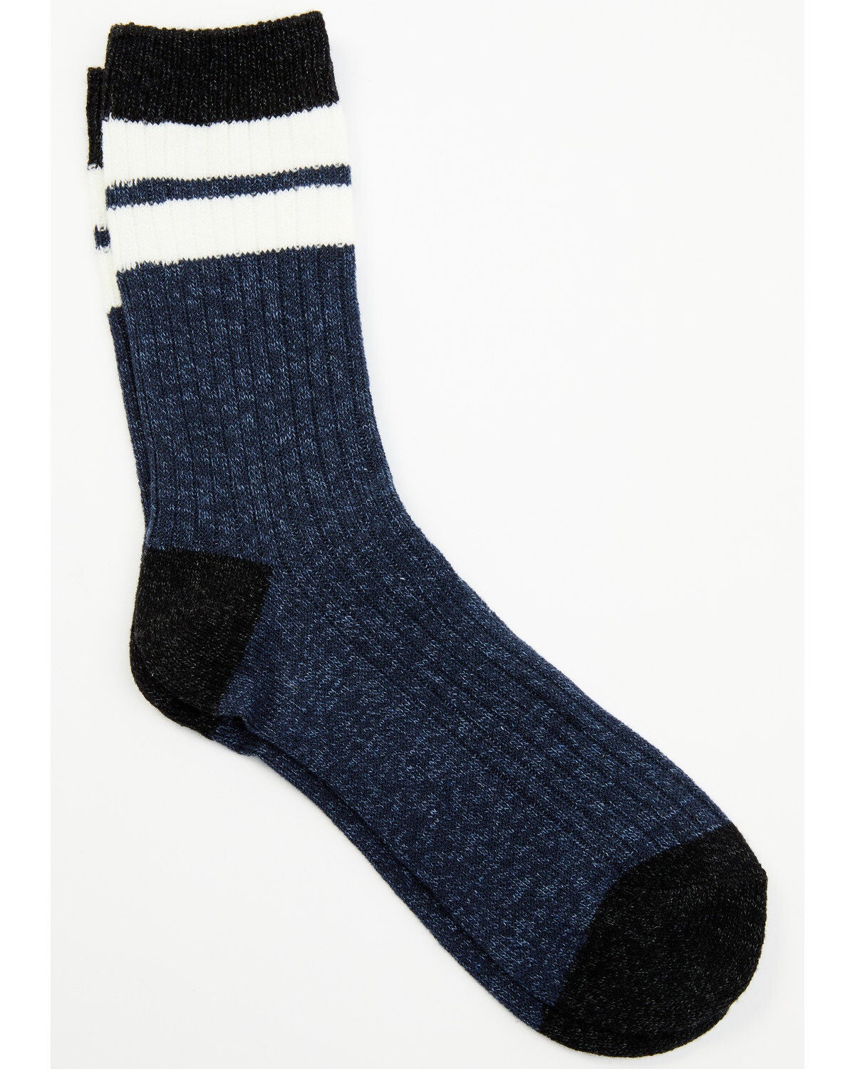 Brother's and Sons Men's Blue Rugby Stripe Crew Socks, Steel Blue, hi-res