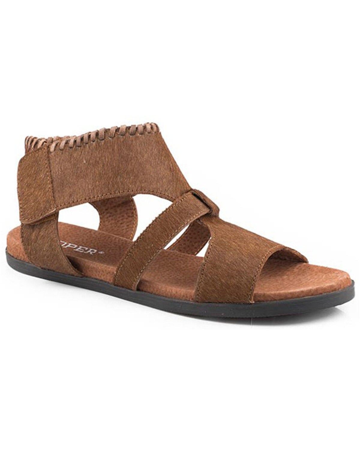 Roper Women's Free Spirit Hair-On Hide Leather Sandals, Tan, hi-res