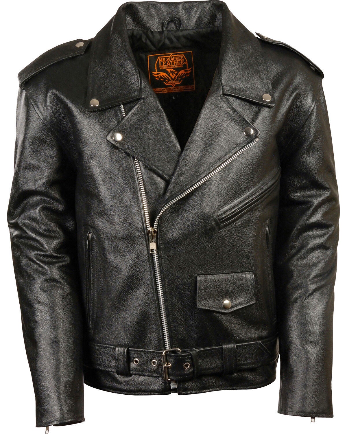 Milwaukee Leather Men's Classic Police Style M/C Jacket - Big 3X, Black, hi-res