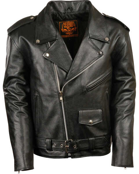 Milwaukee Leather Men's Classic Police Style M/C Jacket - Big 3X , Black, hi-res