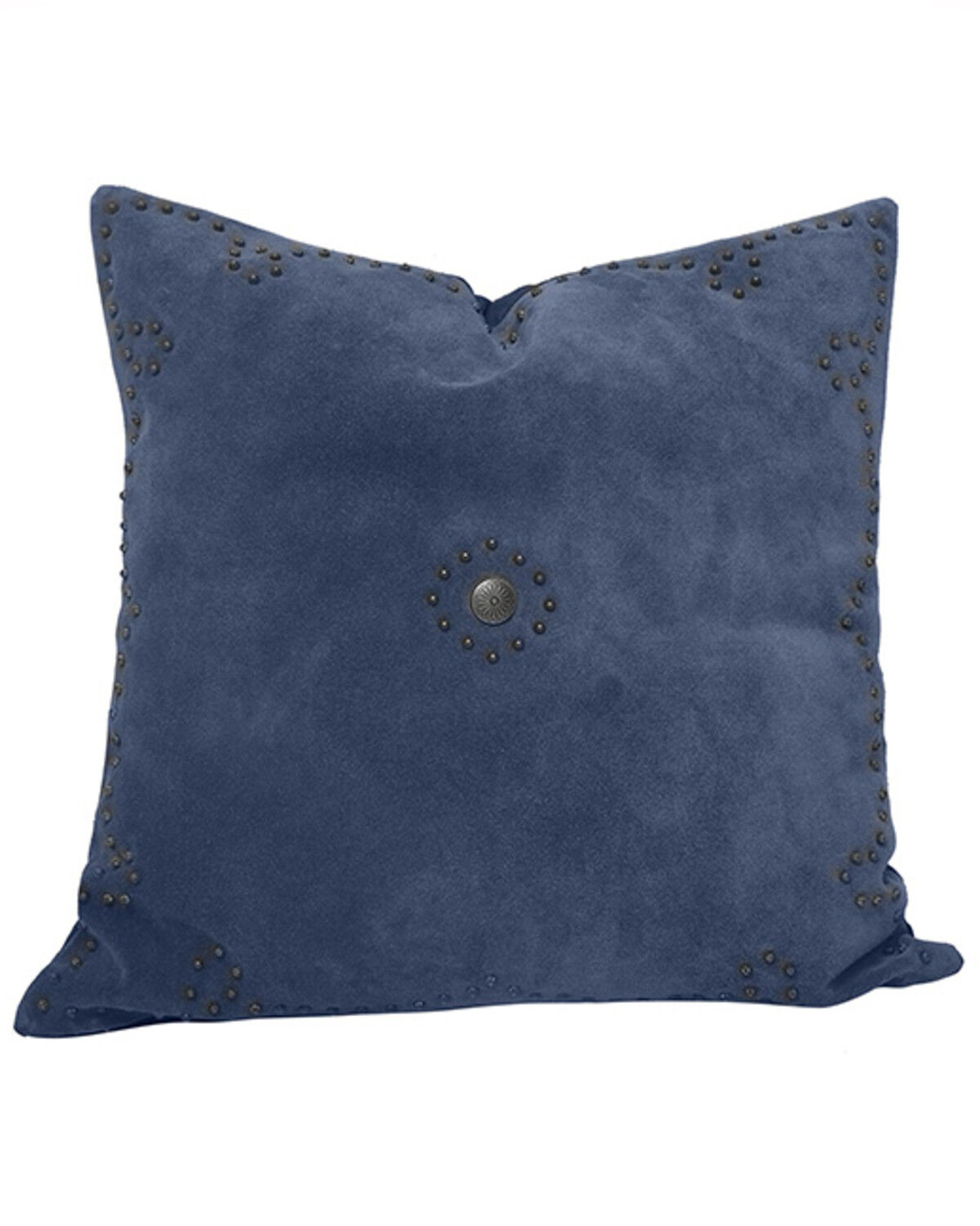 Image #1 - HiEnd Accents Western Suede Antique Silver Concho & Studded Pillow, Navy, hi-res