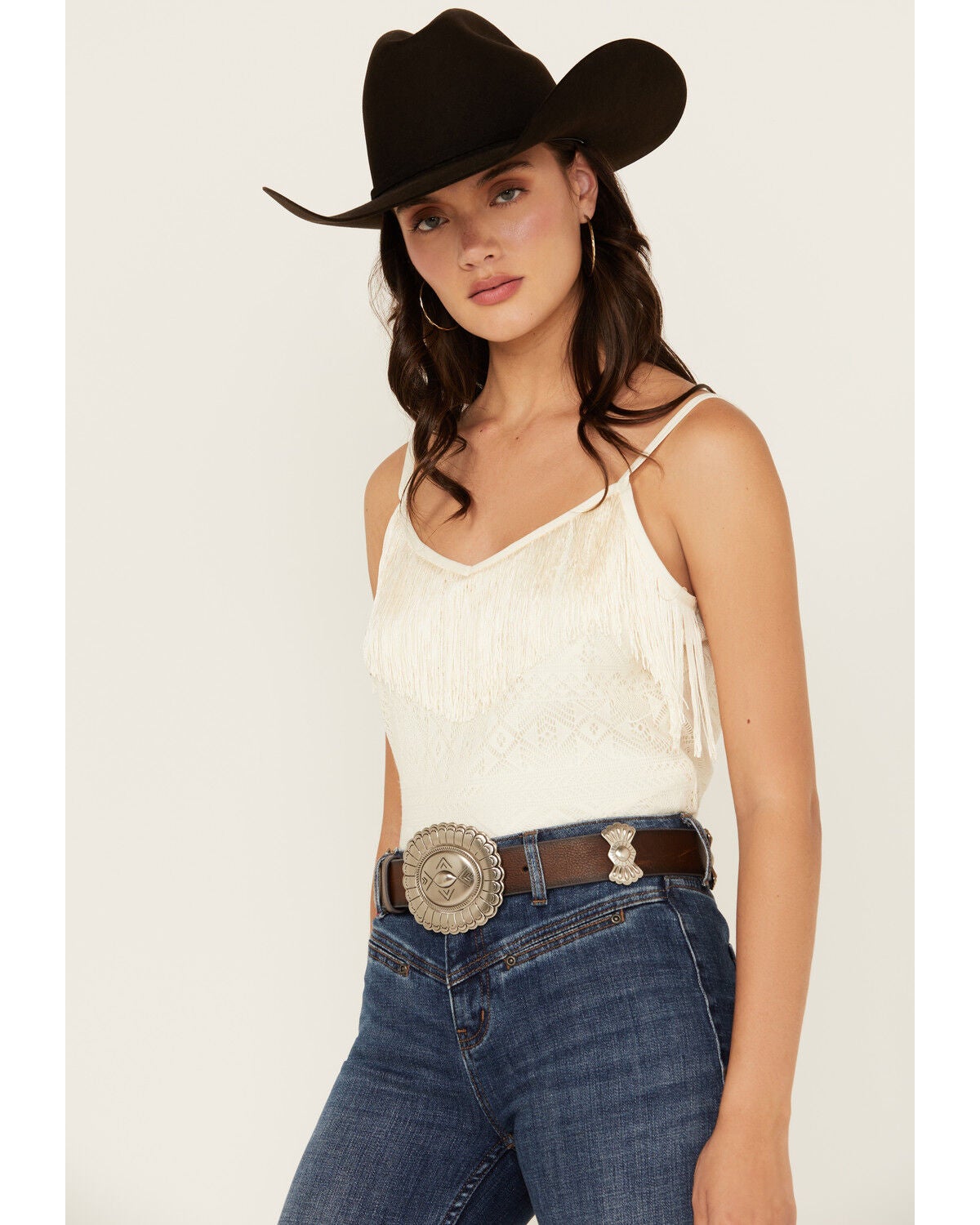 Idyllwind Women's Leather Concho Belt, Brown, hi-res