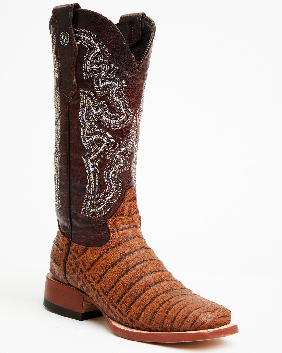 Tanner Mark Women's Caiman Print Western Boots - Broad Square Toe, Blue, hi-res