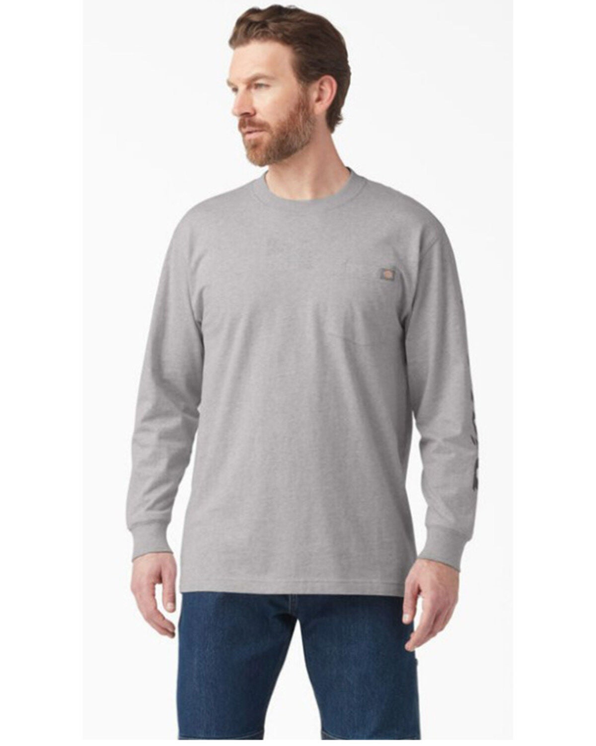 Dickies Men's Long Sleeve Logo Graphic T-Shirt, Heather Grey, hi-res