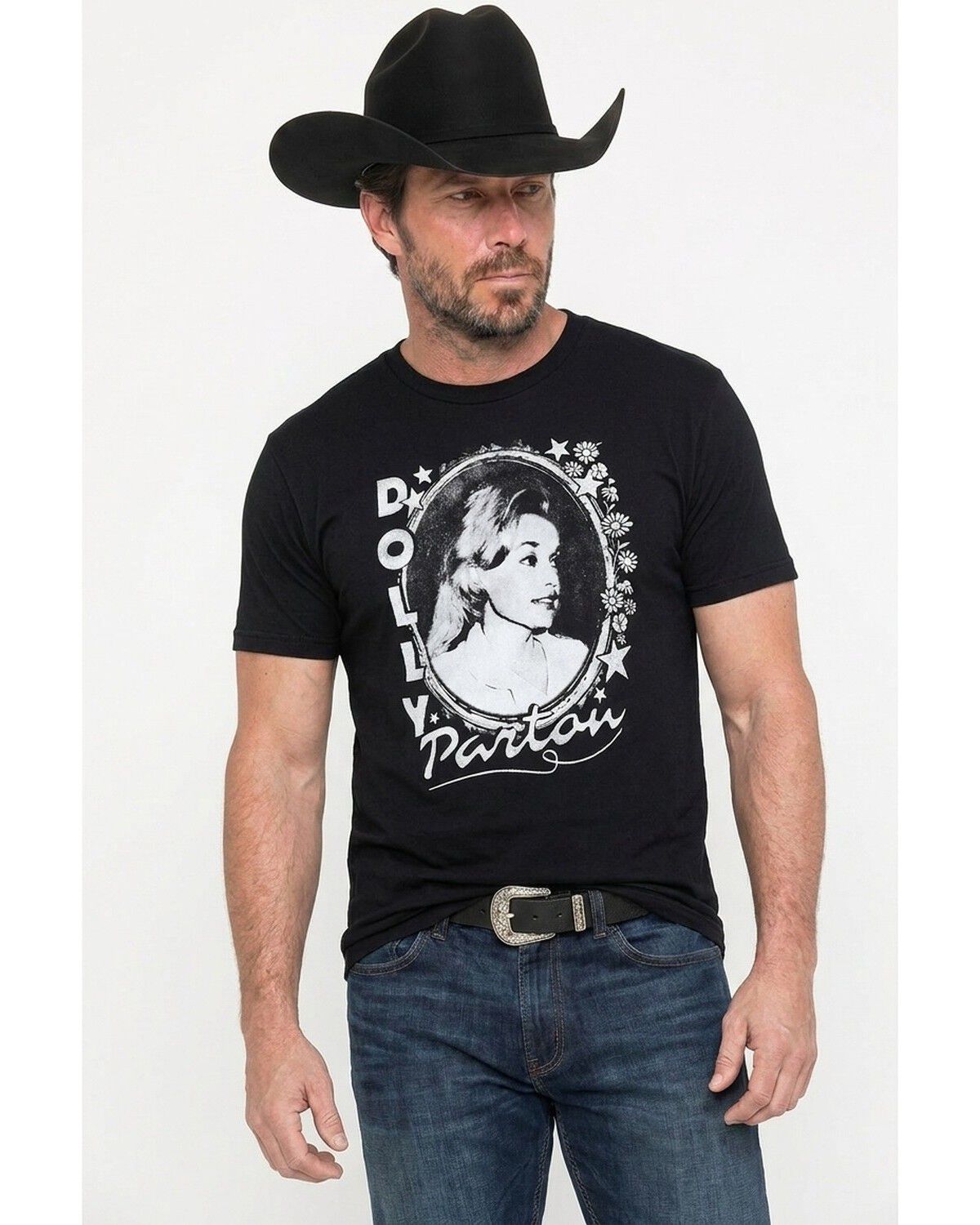 Image #1 - Dolly Parton Men's Framed Dolly Short Sleeve Graphic T-Shirt, Black, hi-res