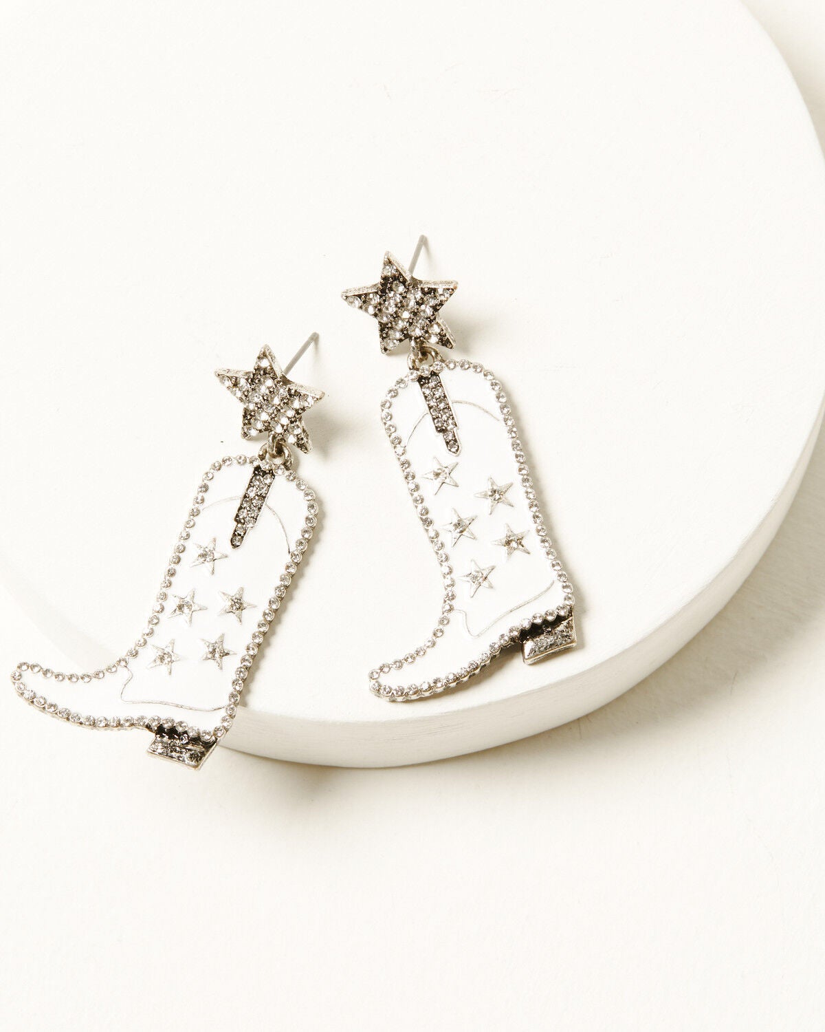 Idyllwind Women's Star Boots Earrings, White, hi-res