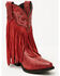Image #1 - Dan Post Girls' Happy Trails Fringe Western Boots - Round Toe, Red, hi-res