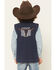 Image #4 - Cowboy Hardware Boys' Skull Banner Embroidered Softshell Vest, Navy, hi-res
