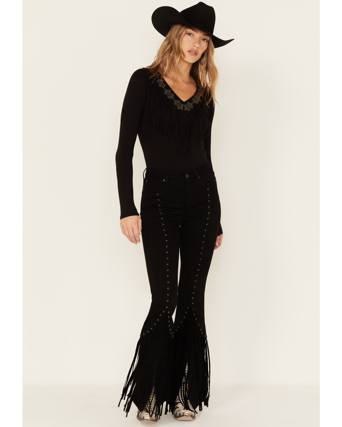 Image #1 - Idyllwind Women's Fringe & Embellished High Risin' Stretch Flare Jeans, , hi-res