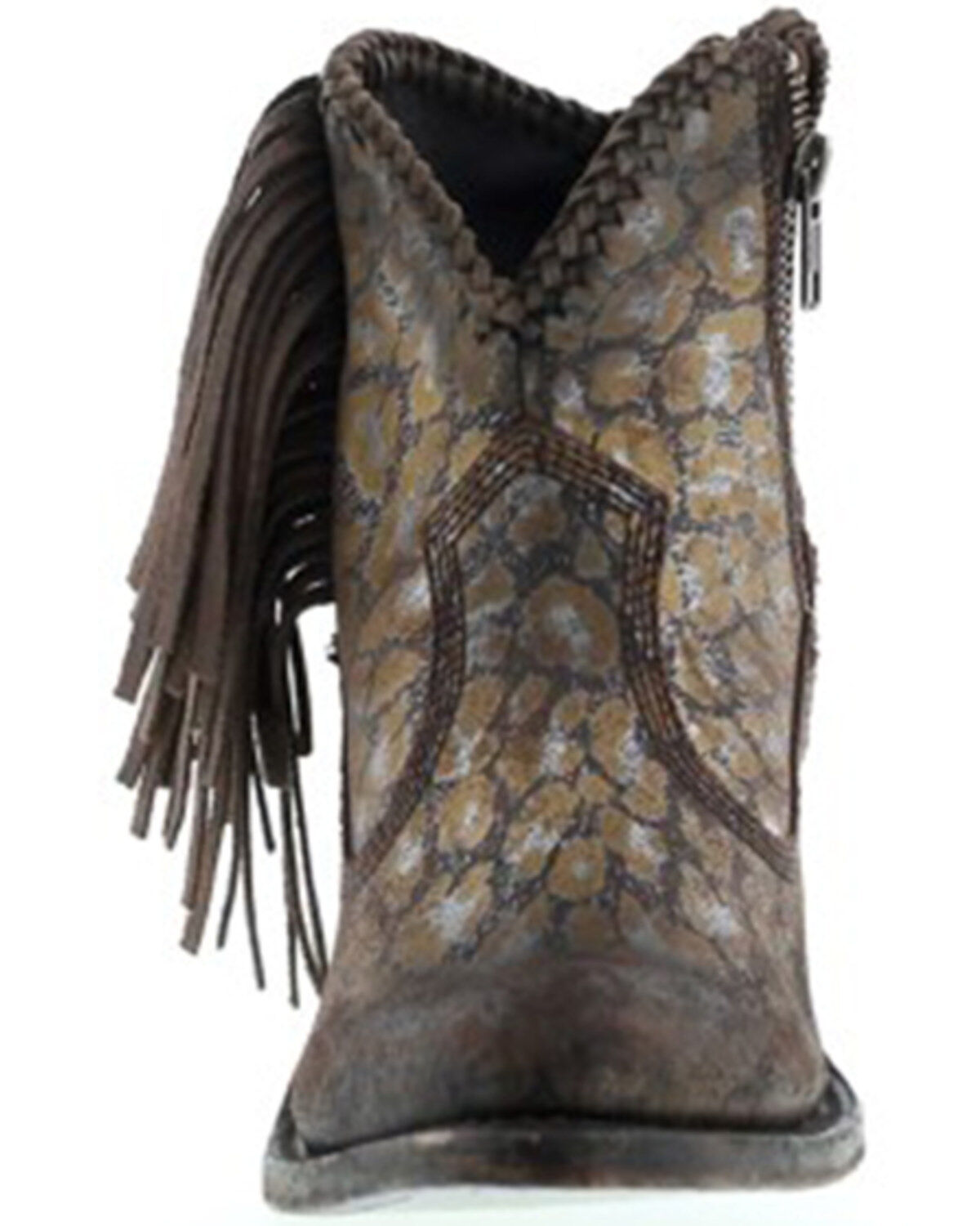 Image #4 - Liberty Black Women's Chloe Leopard Print Braided Fringe Western Booties - Snip Toe, Tan, hi-res